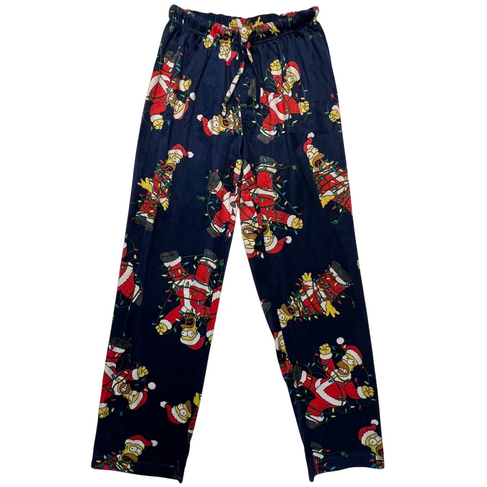 The Simpsons Homer Santa Christmas Navy Blue Fleece Pajama Pants Size S